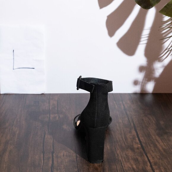 Black Strap Heel Faux Suede - Picture 11 of 11